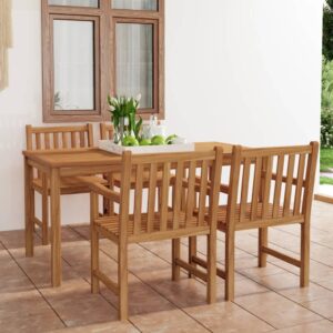 5 Piece Garden Dining Set Solid Teak Wood