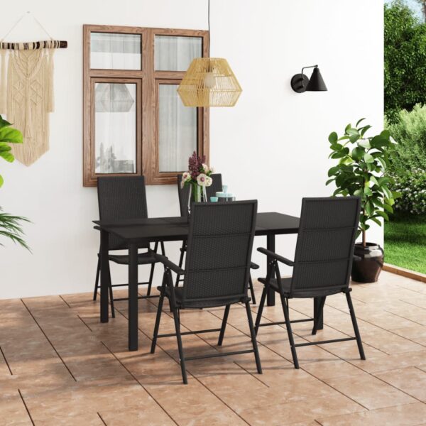 5 Piece Garden Dining Set Black