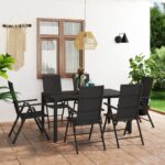 7 Piece Garden Dining Set Black