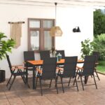 9 Piece Garden Dining Set Black and Brown