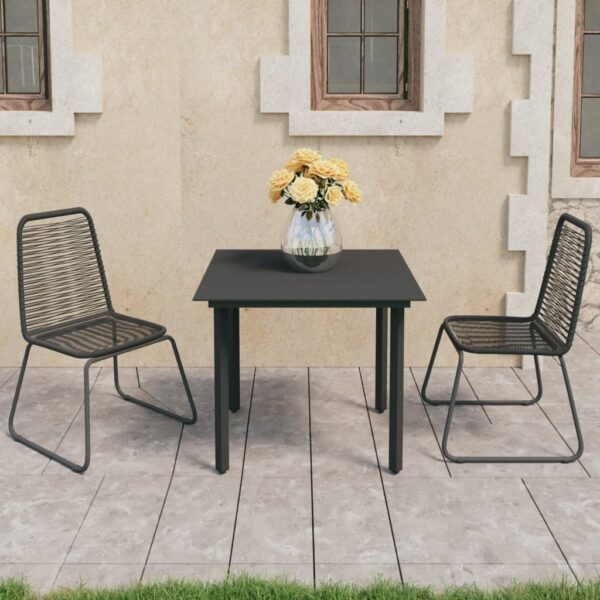 Outdoor Garden Patio Dining Set PVC Rattan Wicker Table Chairs Furniture Black