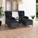 3 Piece Garden Lounge Set with Cushions Poly Rattan Dark Grey