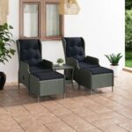 3 Piece Garden Lounge Set with Cushions Poly Rattan Light Grey