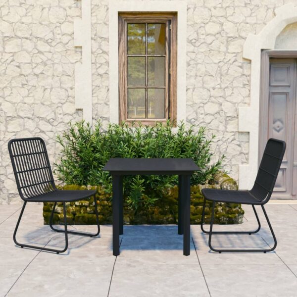 Outdoor Patio Dining Set Poly Rattan Weather-Resistant Glass Tabletop Elegant