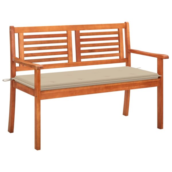 Outdoor Garden Patio Bench Seating with Comfort Cushion Solid Eucalyptus Wood