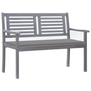 2-Seater Garden Bench with Cushion 120 cm Grey Eucalyptus Wood