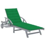 Adjustable Wooden Sun Lounger Outdoor Patio Garden Poolside Chaise with Cushion