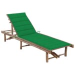 Garden Sun Lounger with Cushion Bamboo