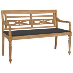 Elegant Teak Wood Batavia Garden Bench with Weather-Resistant Anthracite Cushion