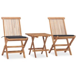 Folding Teak Wood Outdoor Dining Set Garden Patio Furniture with Cushions