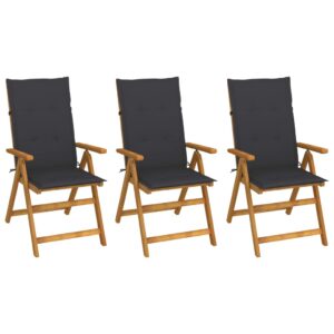 Folding Wooden Garden Chairs Set with Cushions Outdoor Patio Furniture