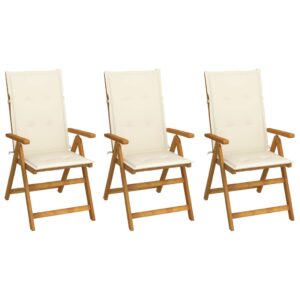 Folding Wooden Garden Chairs Set with Cushions Outdoor Patio Furniture Beige