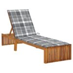 Sun Lounger with Cushion Solid Acacia Wood