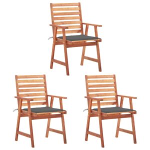 Outdoor Garden Patio Dining Chairs Set Solid Wood with Waterproof Cushions