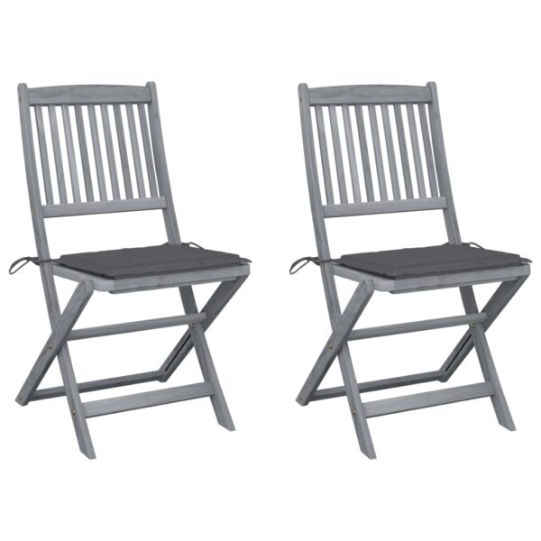 Folding Acacia Wood Outdoor Chairs with Cushions Patio Garden Furniture Set