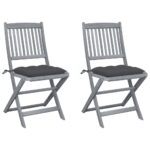 Folding Acacia Wood Outdoor Chairs with Cushions Patio Garden Furniture Set