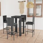 5 Piece Outdoor Bar Set with Cushions Poly Rattan Grey