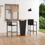 3 Piece Garden Bar Set Black