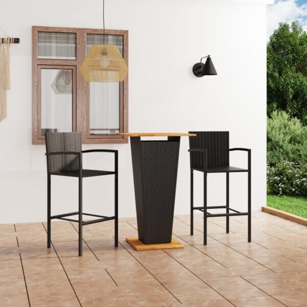 3 Piece Garden Bar Set Black