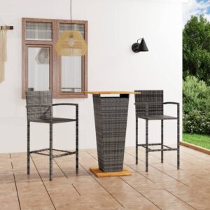 3 Piece Garden Bar Set Grey