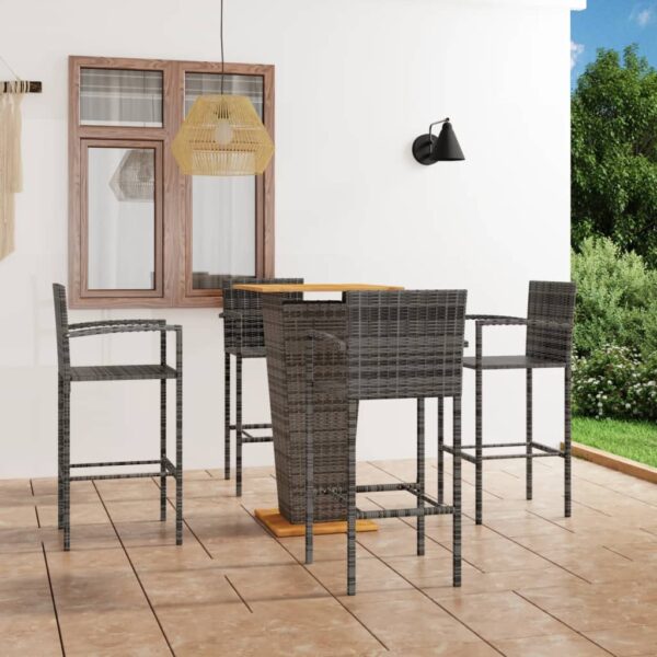 5 Piece Garden Bar Set Grey