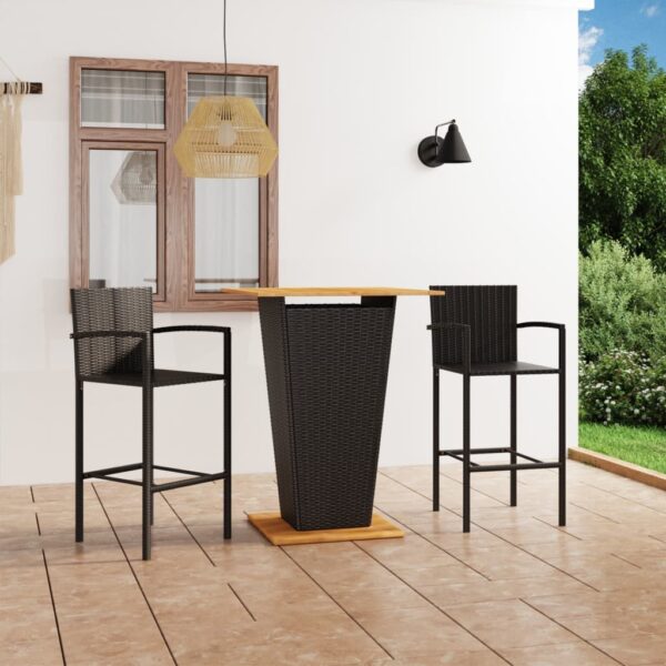 3 Piece Garden Bar Set Black