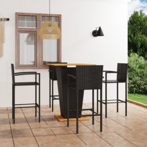 5 Piece Garden Bar Set Black