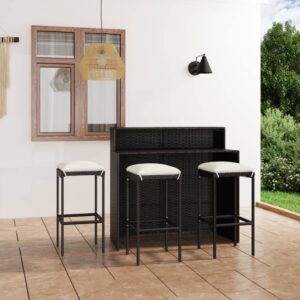 Elegant Rattan Outdoor Garden Bar Set with Comfortable Cushions Patio Furniture