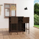 3 Piece Garden Bar Set Brown