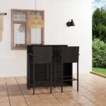 3 Piece Garden Bar Set Black