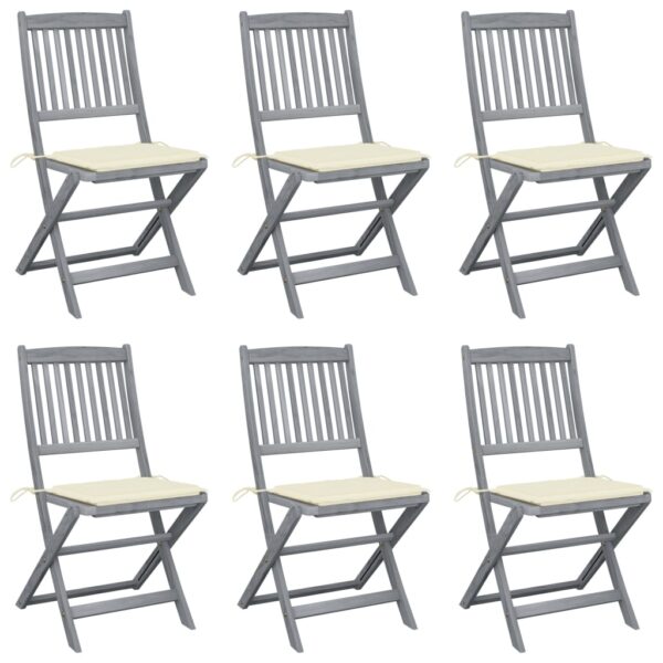 Folding Outdoor Chairs 6 pcs with Cushions Solid Acacia Wood