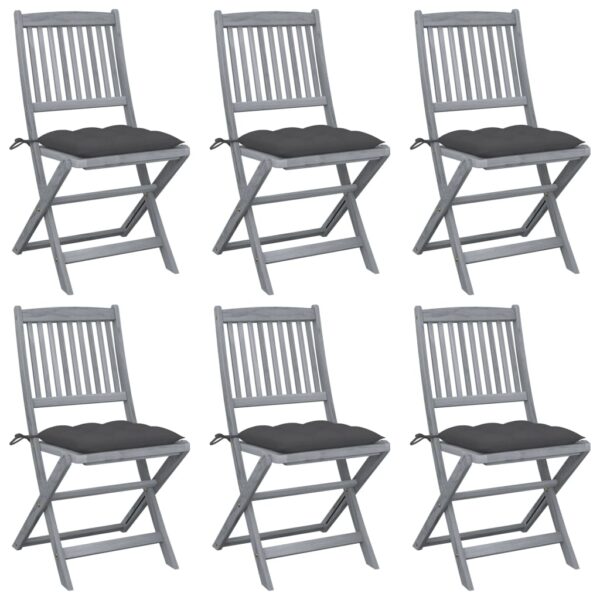 Folding Outdoor Chairs 6 pcs with Cushions Solid Acacia Wood