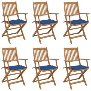 Folding Garden Chairs 6 pcs with Cushions Solid Wood Acacia