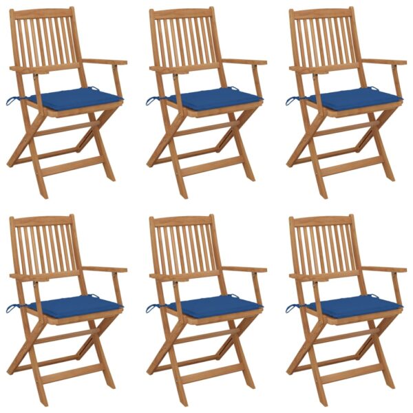 Folding Garden Chairs 6 pcs with Cushions Solid Wood Acacia