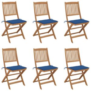 Folding Garden Chairs 6 pcs with Cushions Solid Wood Acacia