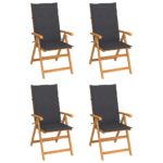 Garden Chairs 4 pcs with Anthracite Cushions Solid Teak Wood