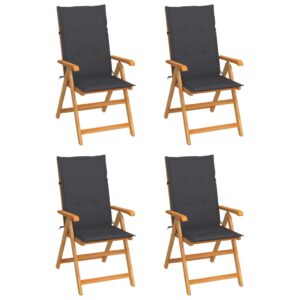 Garden Chairs 4 pcs with Anthracite Cushions Solid Teak Wood