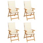 Garden Chairs 4 pcs with Cream Cushions Solid Teak Wood