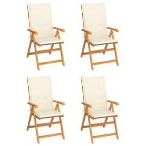 Garden Chairs 4 pcs with Cream Cushions Solid Teak Wood