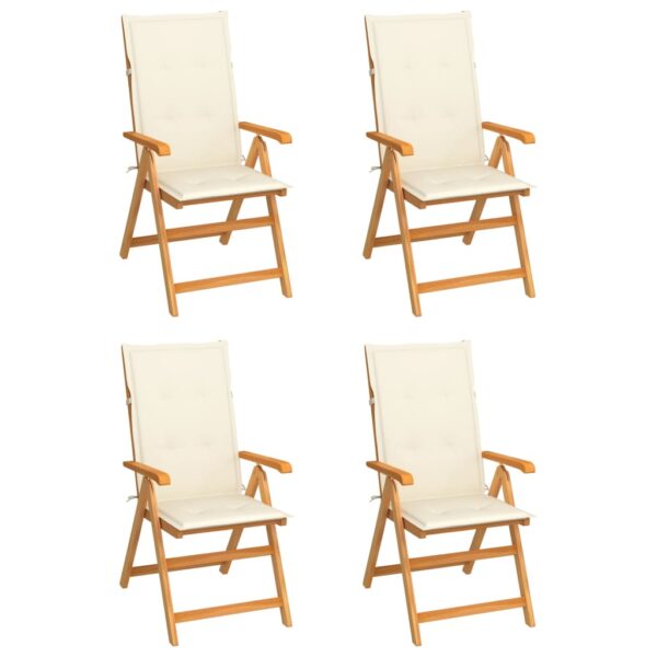 Garden Chairs 4 pcs with Cream Cushions Solid Teak Wood