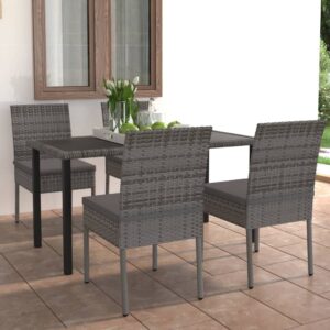 5 Piece Garden Dining Set Poly Rattan Grey