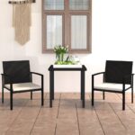 Outdoor Garden Patio Dining Set Weather Resistant Poly Rattan Black with Cushions