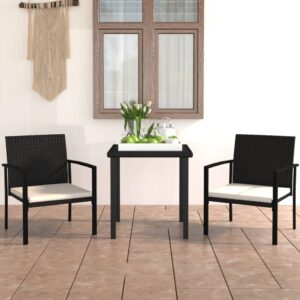 Outdoor Garden Patio Dining Set Weather Resistant Poly Rattan Black with Cushions