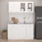 4 Piece Kitchen Cabinet Set White Engineered Wood