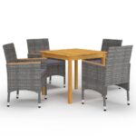 5 Piece Garden Dining Set Grey