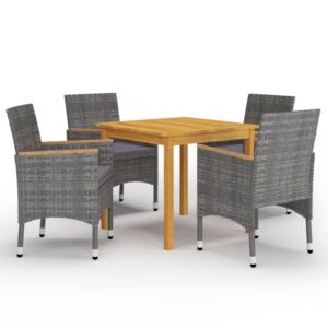 5 Piece Garden Dining Set Grey