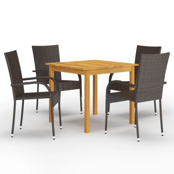 5 Piece Garden Dining Set Brown