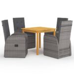 5 Piece Garden Dining Set Grey