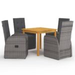 5 Piece Garden Dining Set Grey