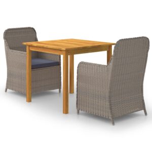 3 Piece Garden Dining Set Brown